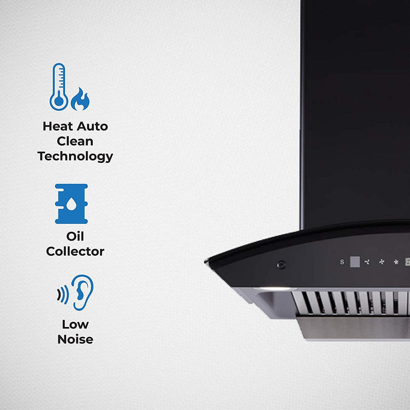 Elica BFCG PLUS 600 HAC LTW MS NERO Auto Clean Wall Mounted Chimney