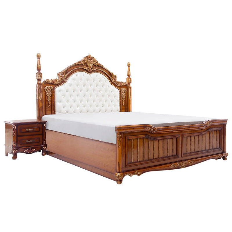 Dynasty Pillar King Size Cot 6 + 6.5 (SF-PILLERWALA COT+SIDE TABLE)