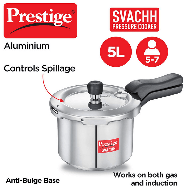 Prestige Svachh Aluminium Pressure Cooker, with Spillage Control