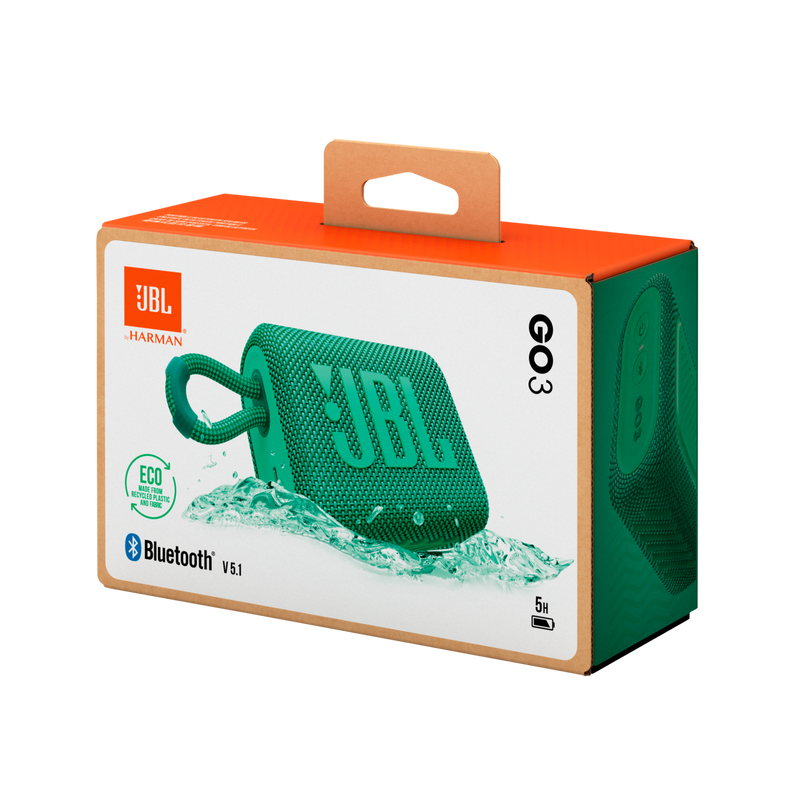 JBL Go 3 Eco with eco-Friendly Recycled Materials (JBSP0548 - JBL GO3 ECO PORTABLE BT SPEAKER - GREEN)