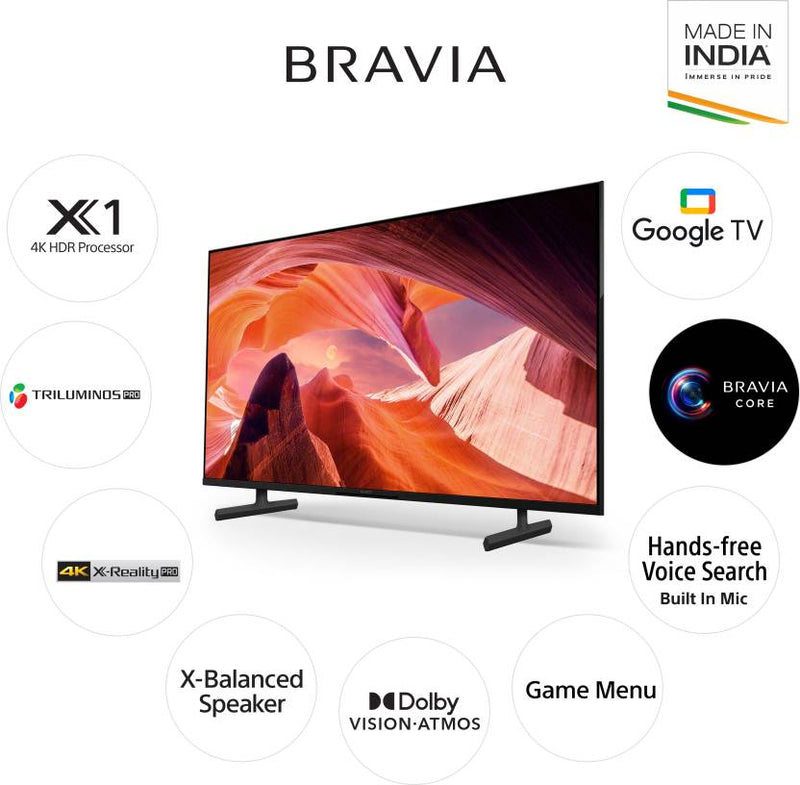 Sony Bravia 126 cm (50 inches) 4K Ultra HD Smart LED Google TV KD-50X80L IN5 (Black)