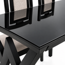 Darling Wave Dining Table, Mahogany Wood with Glass Top