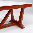 Darling V Moulding Dining Table, Mahogany Wood with Tile Top
