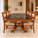 Darling 14LC005A Dining Table, Mahogany Wood with Glass Top