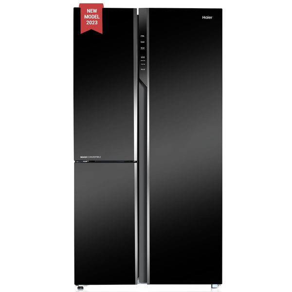 Haier, 628 Litres, Convertible Side By Side Refrigerator (HRT-683KG, Black Glass)
