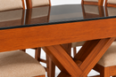 Darling 14LC005A Dining Table, Mahogany Wood with Glass Top