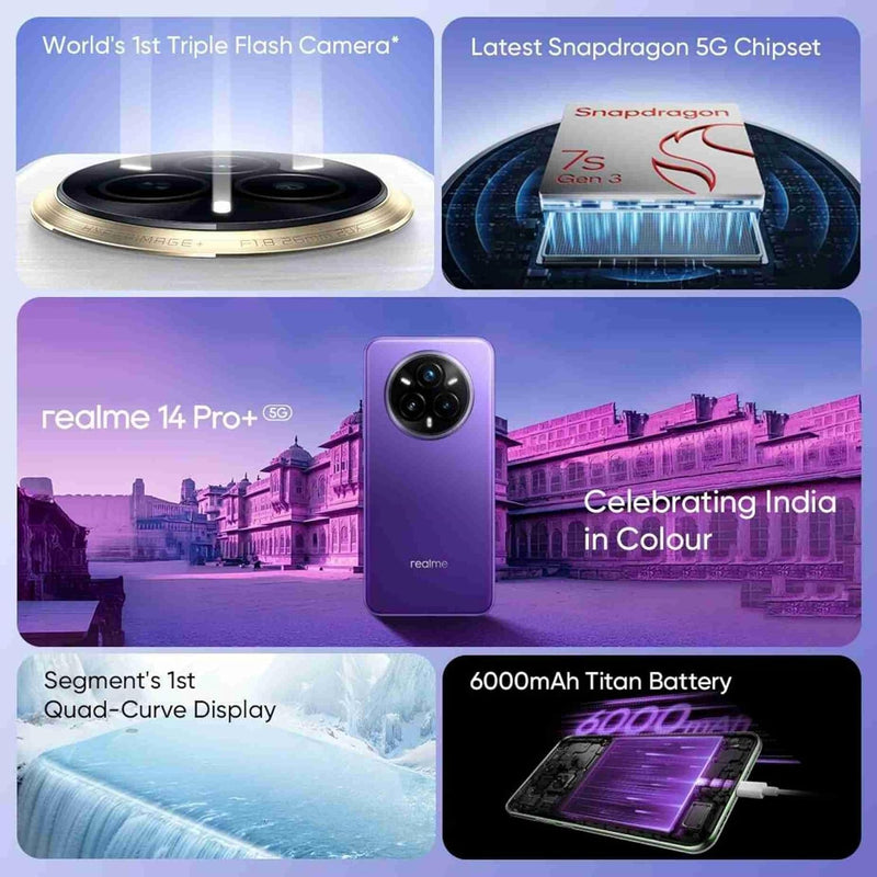Realme 14 Pro+ 5G | 8GB RAM + 128GB | Bikaner Purple