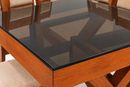 Darling 14LC005A Dining Table, Mahogany Wood with Glass Top