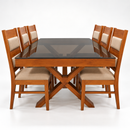 Darling 14LC005A Dining Table, Mahogany Wood with Glass Top
