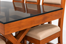 Darling 14LC005A Dining Table, Mahogany Wood with Glass Top