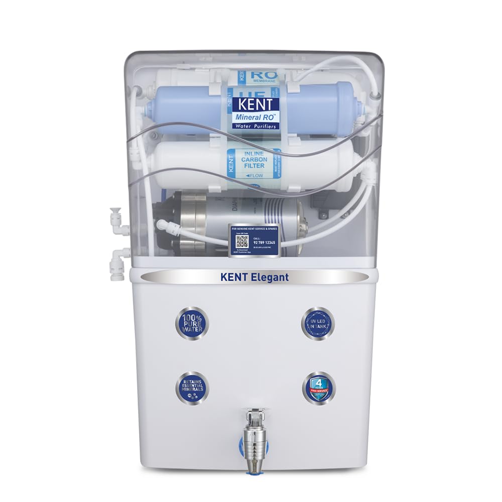 KENT Elegant RO Water Purifier | RO + UF + TDS Control + UV LED Tank