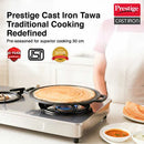 Prestige Cast Iron Scratch Resistant Round Base Dosa Tawa, 30cm (Black)