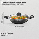 Prestige Omega Deluxe Granite Kadai  3.25 L - Black