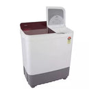 Haier 8Kg Top Load Semi Automatic Washing Machine 5 Star White & Burgundy, (HTW80-196BR)