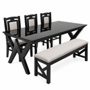 Darling Wave Dining Table, Mahogany Wood with Glass Top