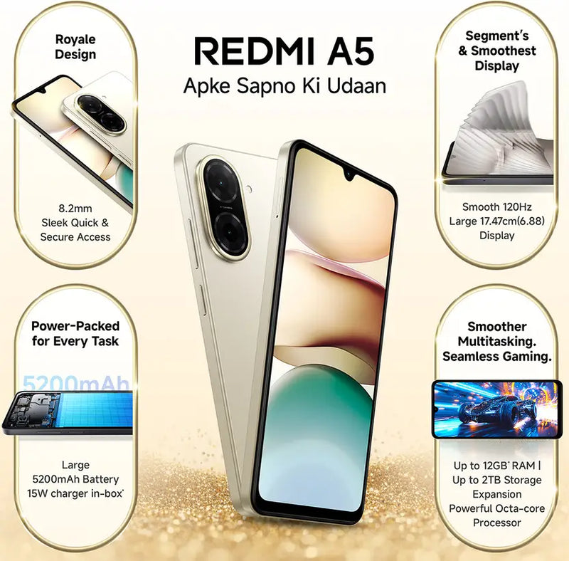 Redmi A5 | 4GB RAM+128GB | Jaisalmer Gold