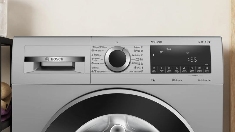 Bosch 7.0Kg 1200 rpm Fully Automatoic Front Load Washing Machine Series 6, Silver ( WGA1220SIN )