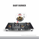 Preethi Blu-Flame Stainless Steel Jumbo Max Glass Top LPG Gas Stove with 4 Burner (Multicolour)