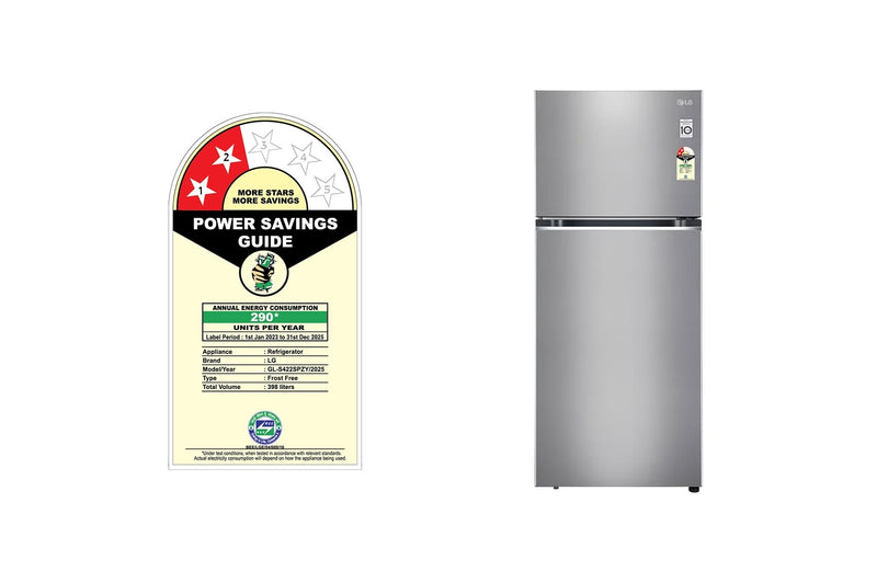 LG 398L, 2 Star Double Door Refrigerator, Smart Diagnosis, Convertible (GL-S422SPZY.FPZZEBN)