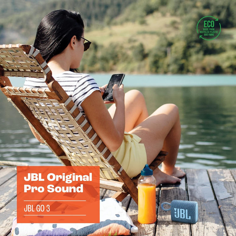 JBL Go 3 Eco: Portable Speaker with Bluetooth (JBSP0547 - JBL GO3 ECO PORTABLE BT SPEAKER - BLUE)