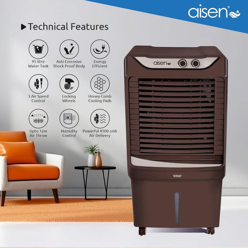 Aisen A95DMHV18 (VIRAT) Desert Air Cooler For Home with Honeycomb Pads (AISEN A95DMHV18 VIRAT 95L)