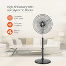 Orient Tornado II 450mm 3 Blade High Speed Pedestal Fan - Black Guard
