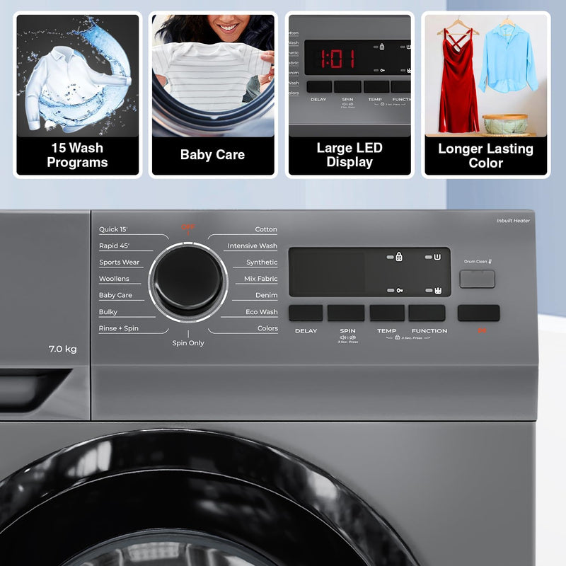 Godrej 7 Kg Eco-Wash Fully Automatic Front Load Washing Machine (WFEON ARG 7012 FEBT SLSR)