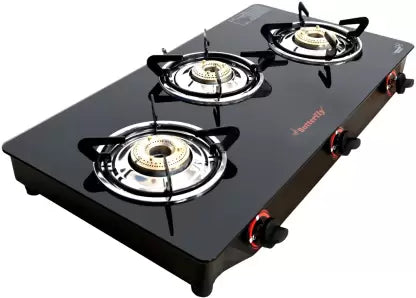 Butterfly Trio 3 Burner Glass Manual Gas Stove (TRIO 3B GLASS TOP)