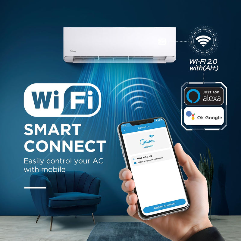 Midea 1.5 Ton 5 Star AI Gear Convertible 4-in-1 Cooling Inverter Split AC (20K SANTIS PRO-X RYL Wi-Fi INVERTER R32 5 STAR) SANTIS PRO ROYAL