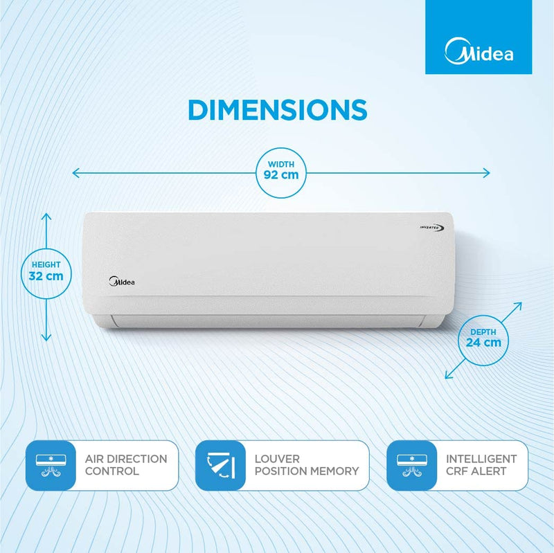 Midea 1 Ton 3 star Inverter Split AC (12K SANTIS NEO DLX)