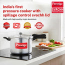 Prestige Svachh Aluminium Anti Bulge Gas and Induction Compatible Pressure Cooker, 7.5 L (Silver)