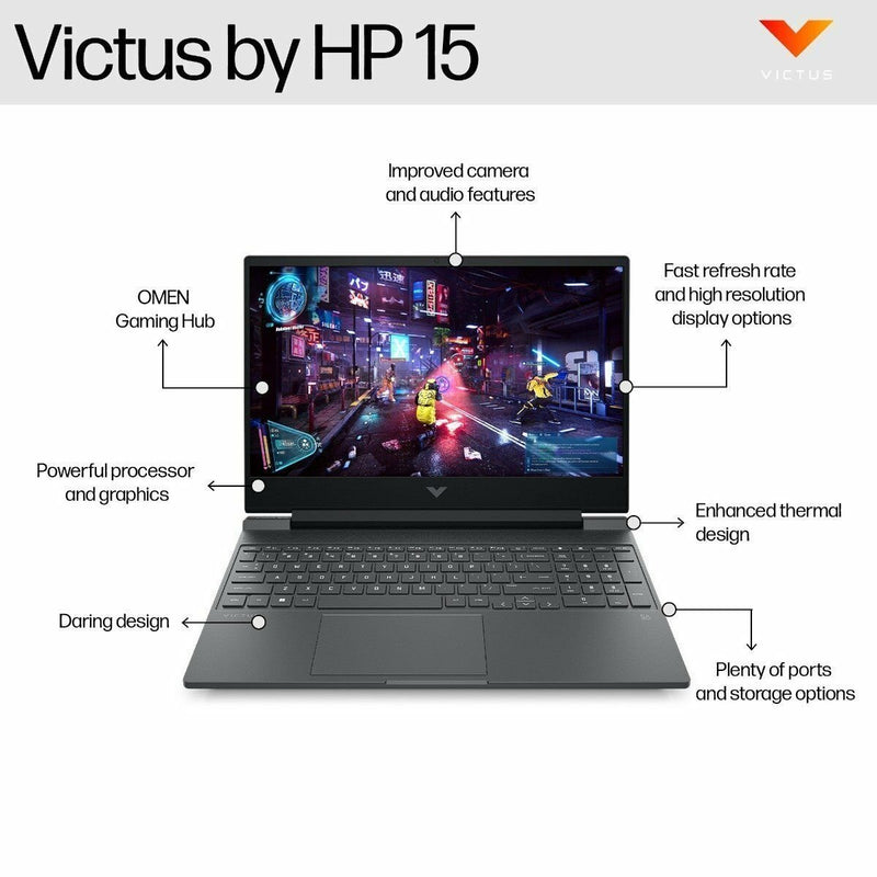 HP Victus 15.6 Inch, Gaming Laptop, 16GB RAM + 512GB SSD | 13th Generation Intel® Core™ i5 processor |  RTX 2050 4GB 16 GB DDR4 RAM | Windows 11 Home, Silver (15-fa2703TX)