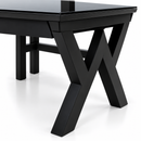 Darling Wave Dining Table, Mahogany Wood with Glass Top