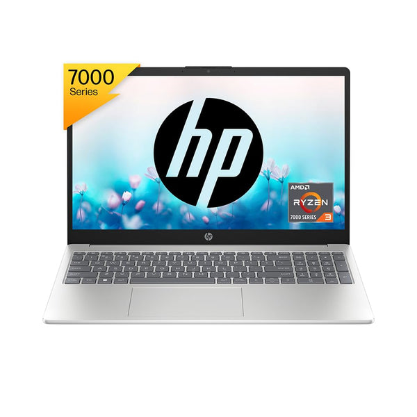 HP Laptop 15 AMD Ryzen 3 7320U,15.6 inch (39.6 cm) FHD, Anti- Glare, 8GB LPDDR5, 512GB SSD, Thin & Light (Dual Speakers, Win 11, MSO, Natural Silver, 1.59kg), 15-fc0025AU