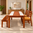 Darling Calia Dining Table, Mahogany Wood with Tile Top