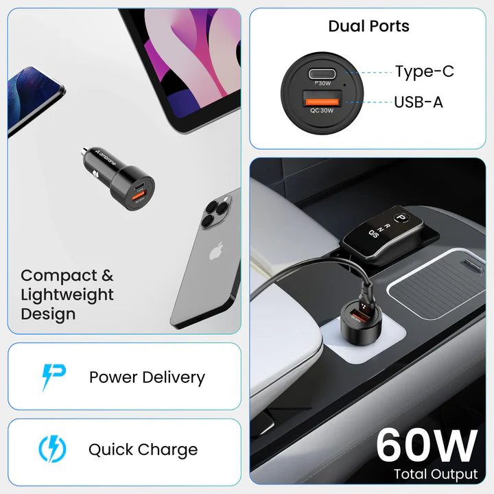 Ambrane 60W Fast Charging Car Charger (AMBRANE - CAR CHARGER CAR CONNECT)