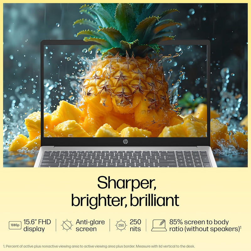 HP Laptop 15.6 Inch, 16GB RAM + 512GB SSD | AMD Ryzen™ 5-7430U processor |  AMD Radeon™ Graphics | Windows 11 Home, Silver (15-fc0389AU)
