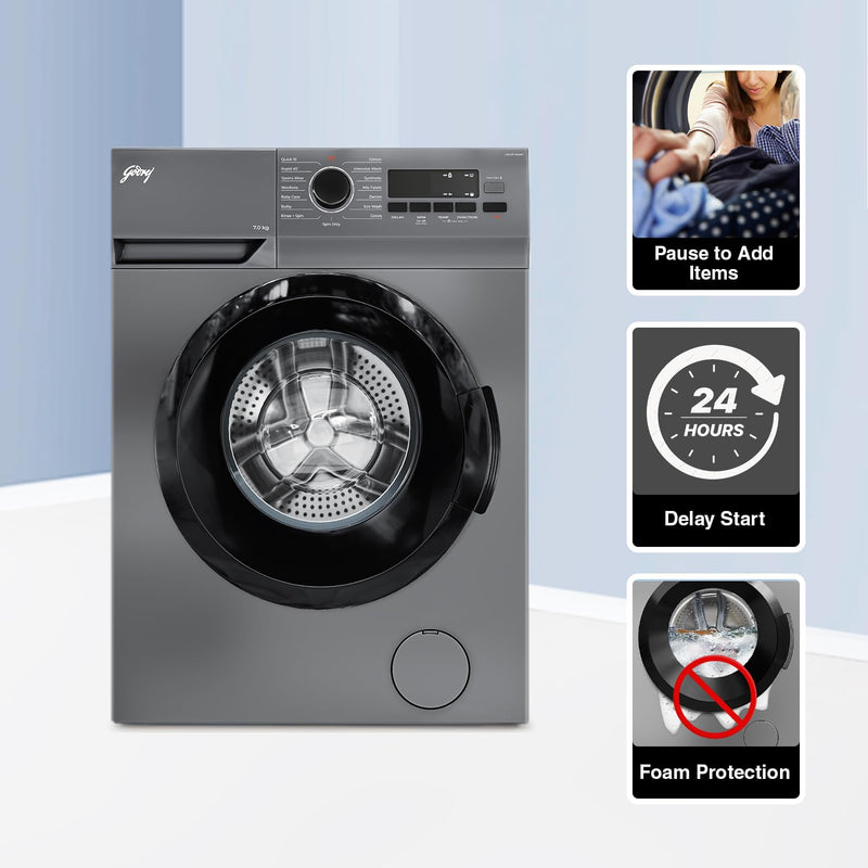 Godrej 7 Kg Eco-Wash With 90 ºC Hot Wash Fully-Automatic Front Load Washing Machine