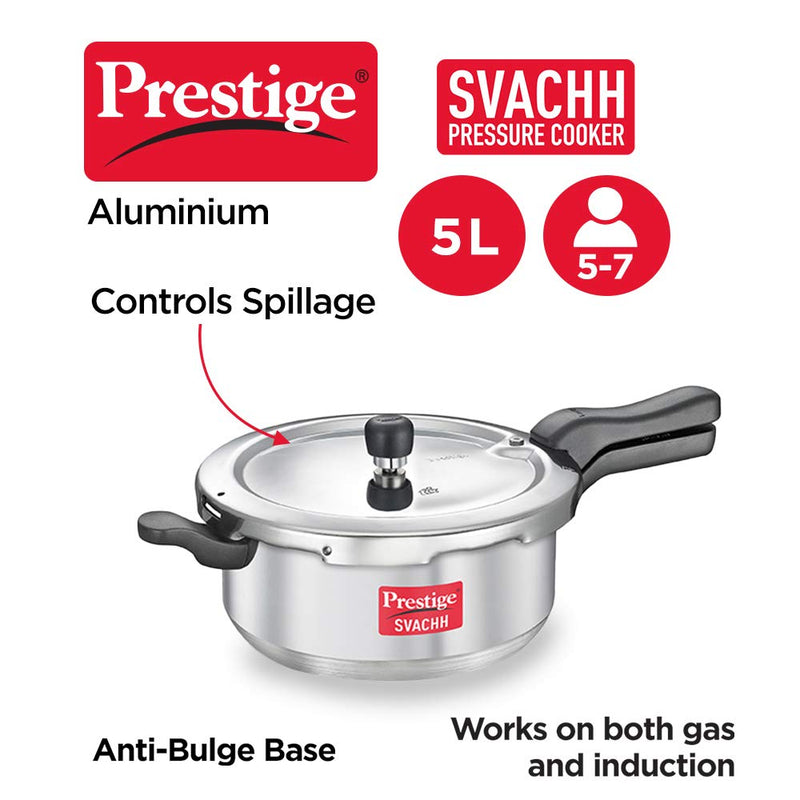 Prestige Senior Deep Pan Outer Lid Pressure Cooker,  Silver (5LTR ALU SR SVACHH PAN)