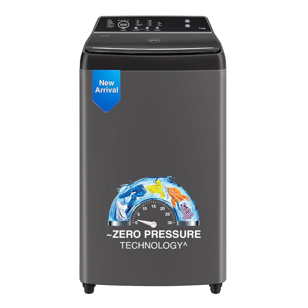 Godrej 7.5 Kg 5 Star Zero Pressure Technology Fully-Automatic Top Load Washing Machine Metallic Black, With 26 Flexi Wash Programs (WTEON VLVT 75 5.0 FDTN MTBK)