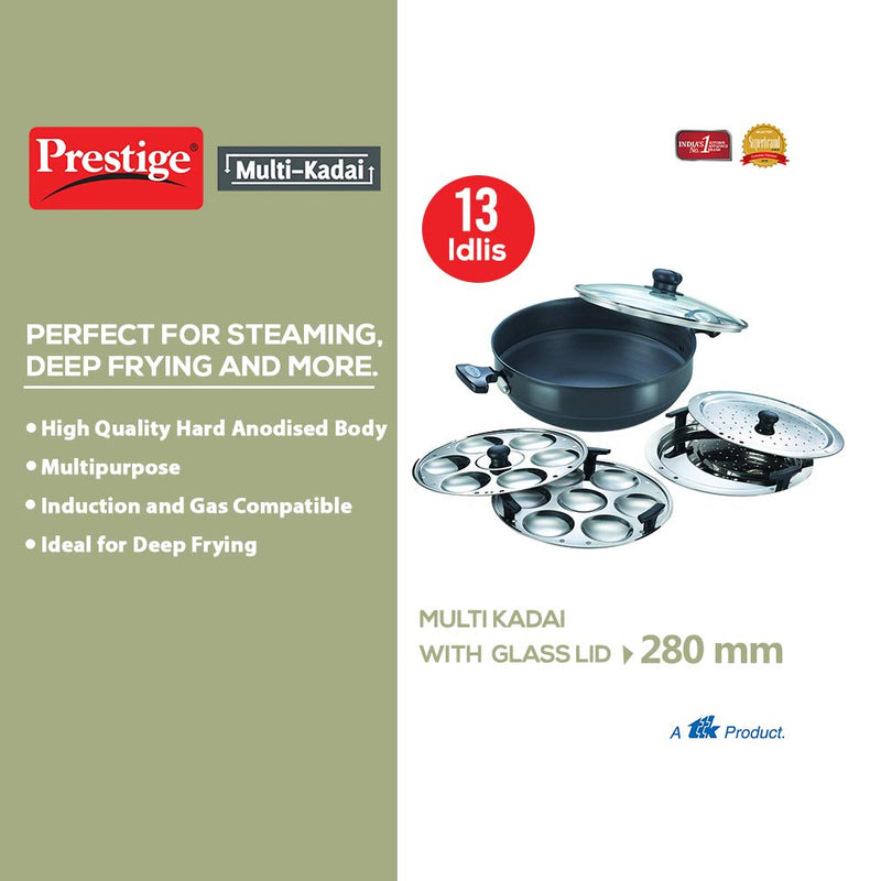 Prestige 4.5 L HA MULTI KADAI 280MM WITH LID Black