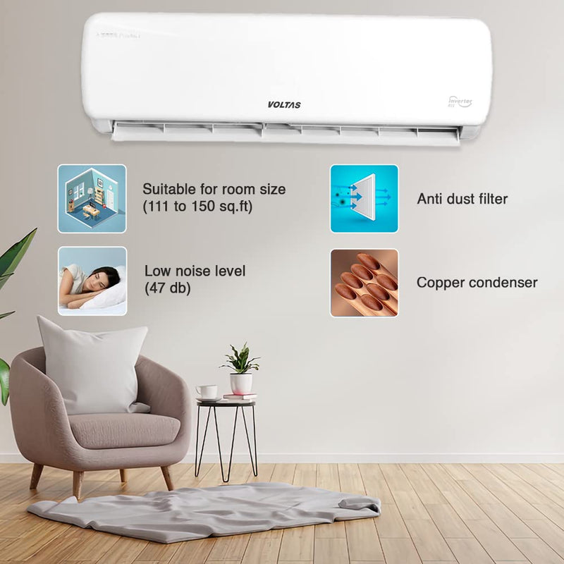 Voltas 1.5 Ton 3 Star, Inverter Split AC(Copper, 4-in-1 Adjustable Mode, Anti-dust Filter, 2023 Model, VOLTAS SAC 183V VECTRA PRIME, White)