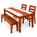 Darling Calia Dining Table, Mahogany Wood with Tile Top