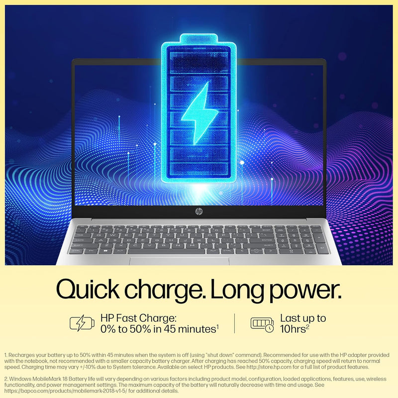 HP Laptop 15.6 Inch, 16GB RAM + 512GB SSD | AMD Ryzen™ 5-7430U processor |  AMD Radeon™ Graphics | Windows 11 Home, Silver (15-fc0389AU)
