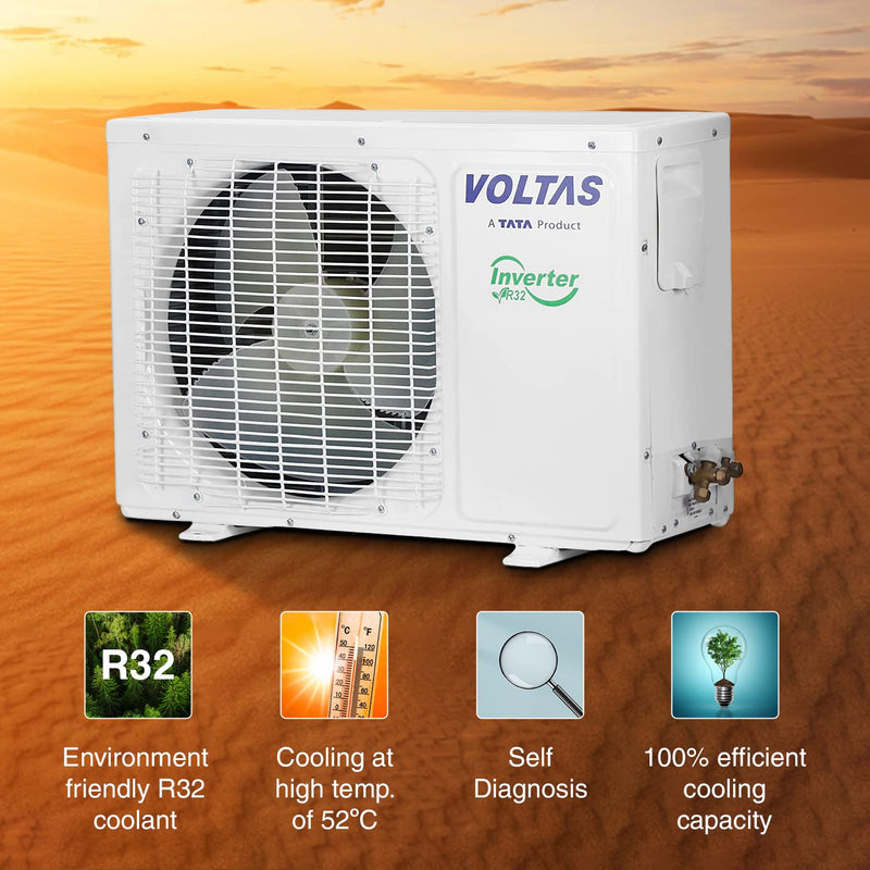 Voltas 1 Ton 3 Star, Inverter Split AC(Copper, 4-in-1 Adjustable Mode, Anti-dust Filter, 2023 Model, White VOLTAS SAC 123V VECTRA ELITE)