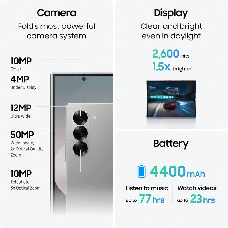 Samsung Galaxy Z Fold6 256GB｜12GB Silver Shadow