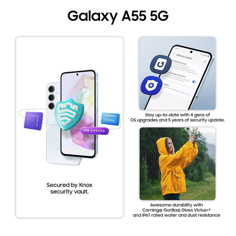 Samsung Galaxy A55 5G 8GB RAM, 256GB Storage, Awesome Iceblue (SM-A556ELBG)