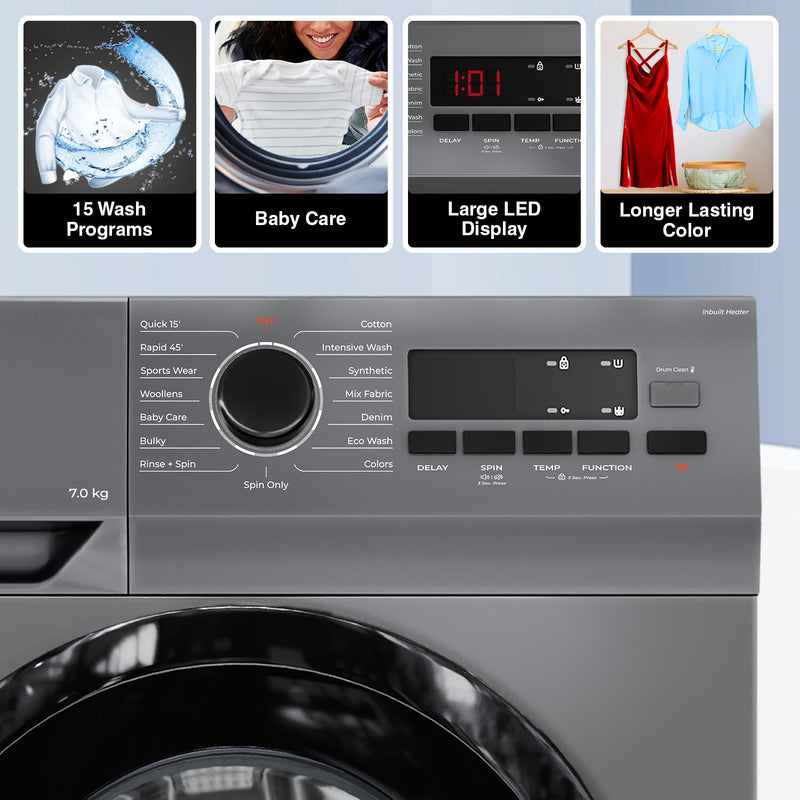 Godrej 7 Kg Eco-Wash With 90 ºC Hot Wash Fully-Automatic Front Load Washing Machine