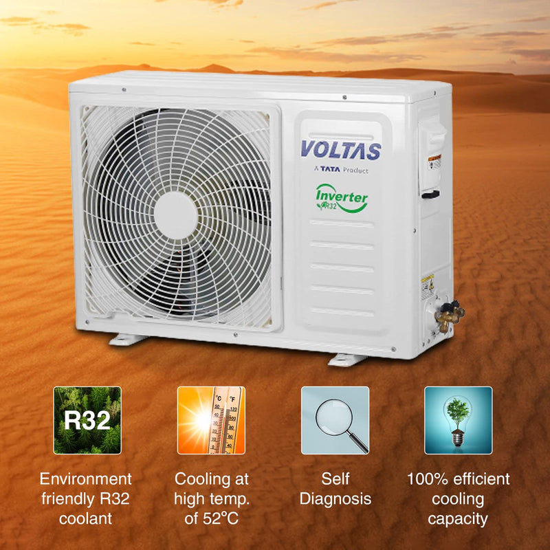 Voltas 1 Ton 3 Star, Inverter Split AC(Copper, 4-in-1 Adjustable Mode, Anti-dust Filter, 2023 Model, White VOLTAS SAC 123V VECTRA ELEGANT)