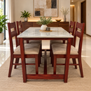 Darling Odi Care Dining Table, Mahogany Wood with Marble Top